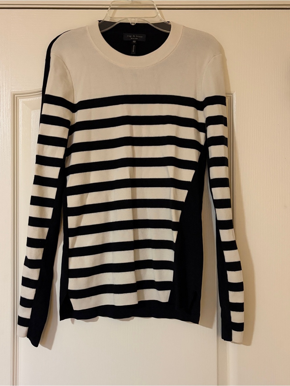 Striped Black and Off White Long Sleeve Sweater